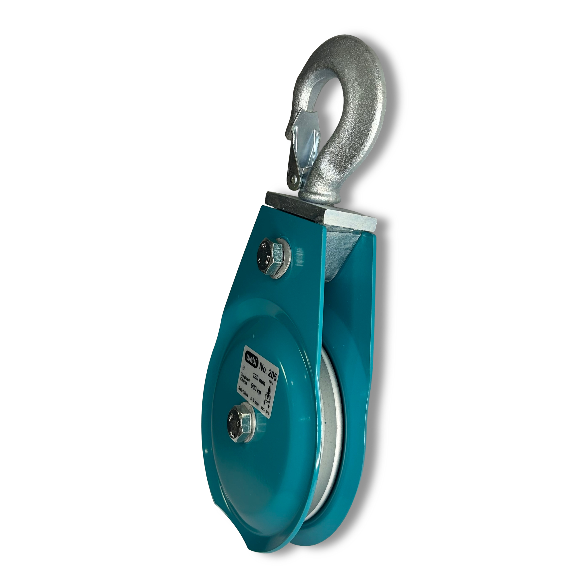 WEBI Return Pulley with Rotating Steel Hook for Wire Cables, Type ETT-205 - Capacity 400kg
