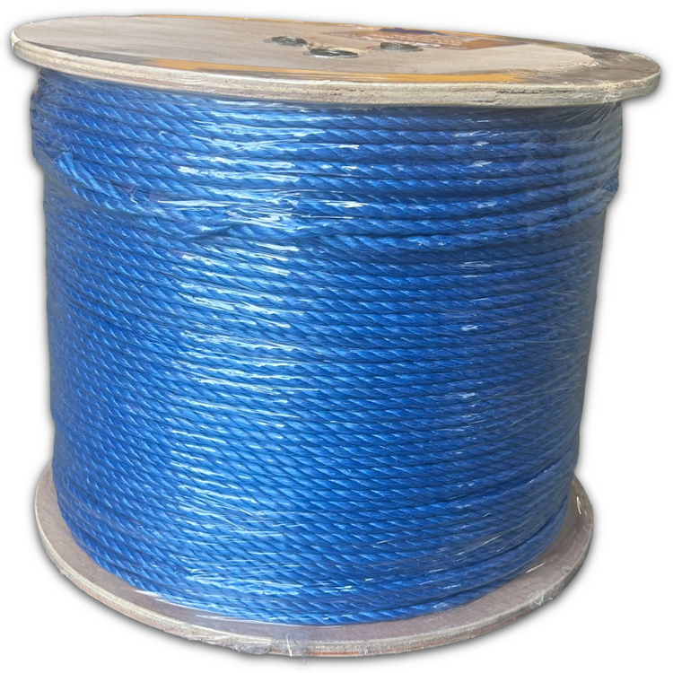 500m Duct draw blue rope on wooden drum