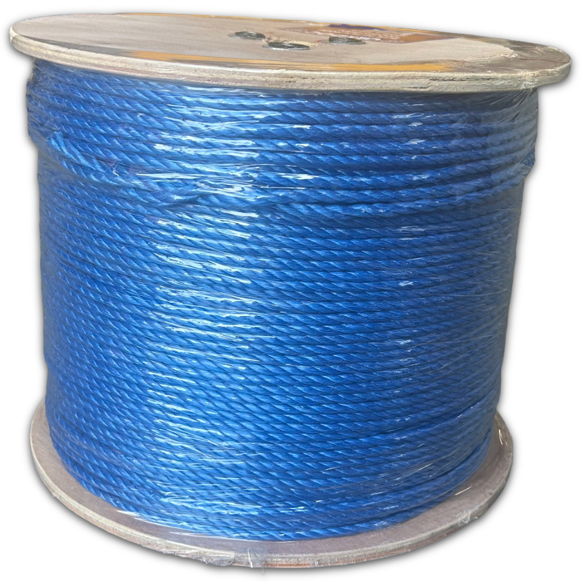 500m Duct draw blue rope on wooden drum