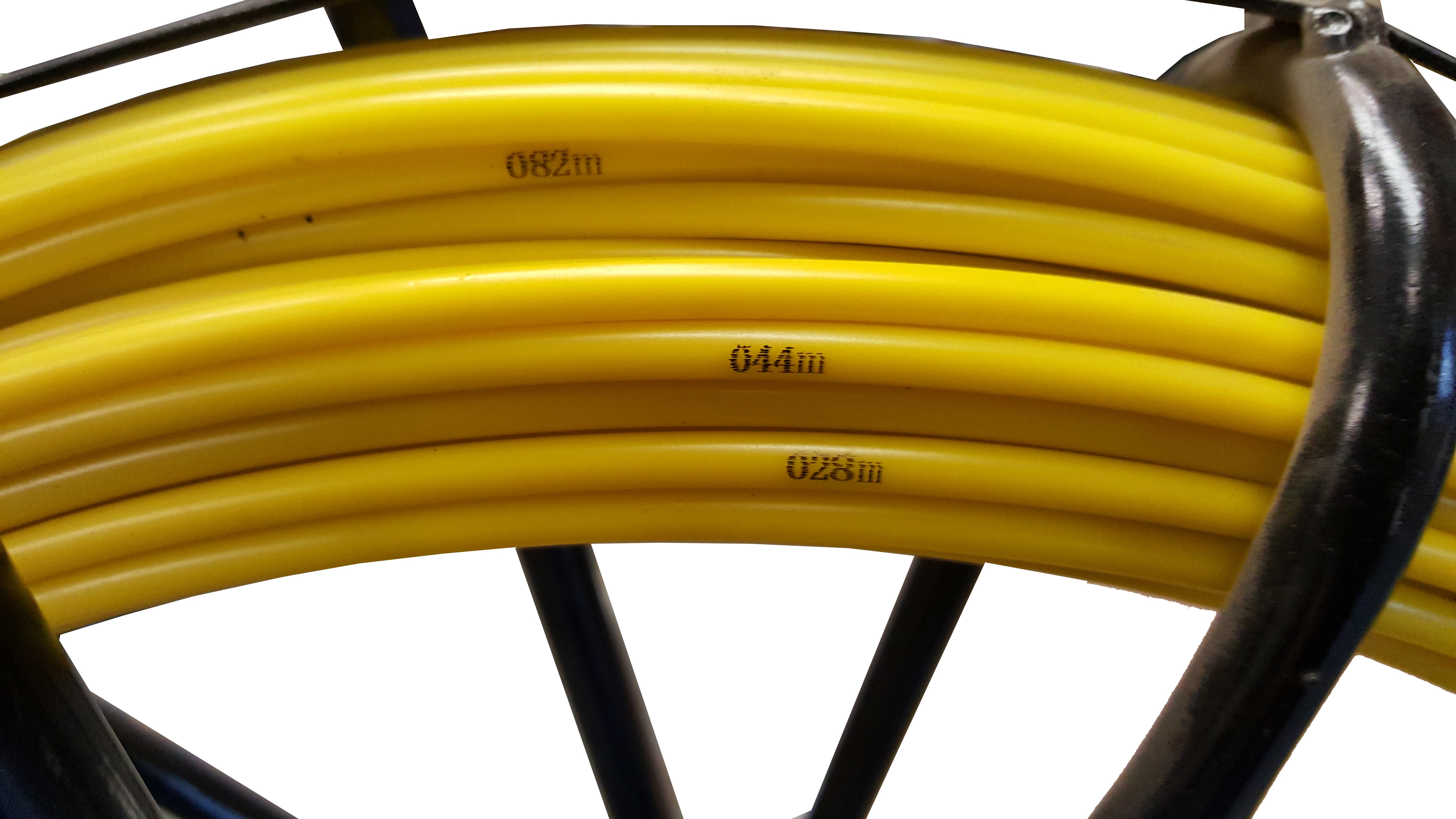 Yellow 6mm Duct rod on black frame Metre Markings