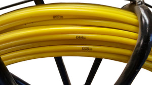 Yellow 6mm Duct rod on black frame Metre Markings