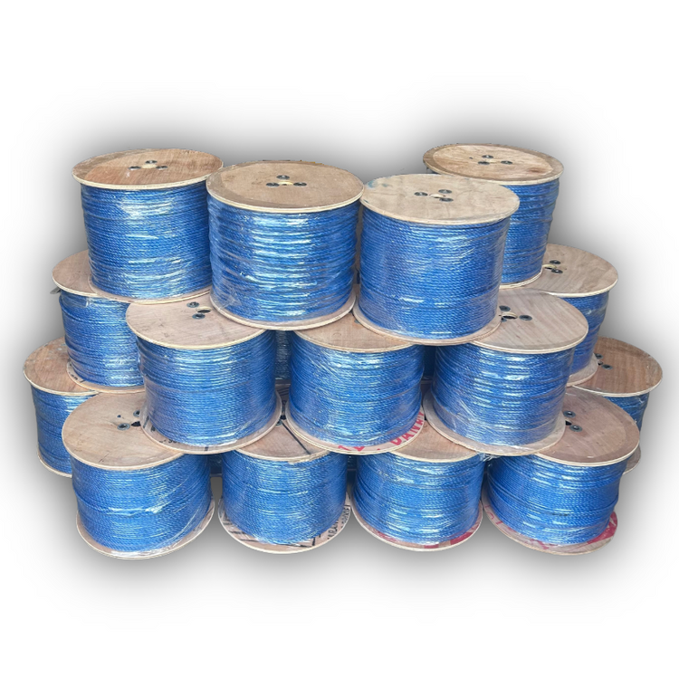 20off 500m Duct draw blue rope on wooden drum