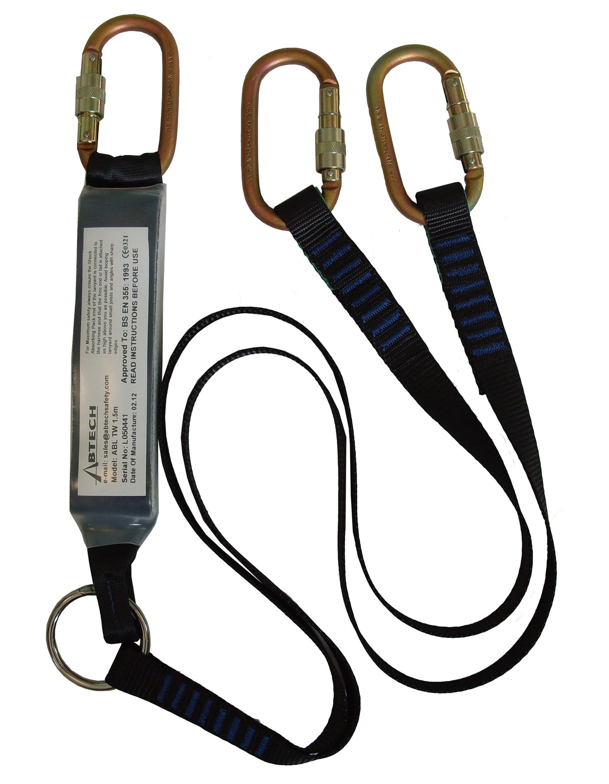 ABLTW1.5 - Abtech - 1.5m Shock absorbing Twin Lanyard with Twistlock Karabiners