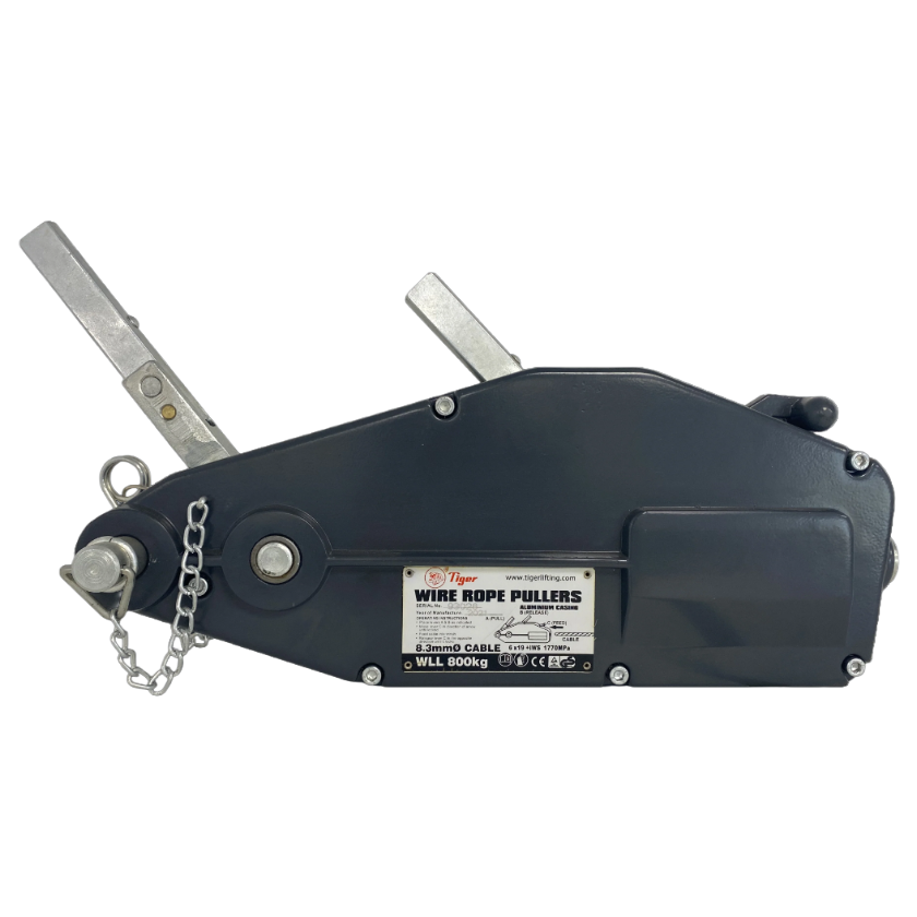 Black Wire Rope Puller TRPA 800kg with Aluminium Casing from Tiger