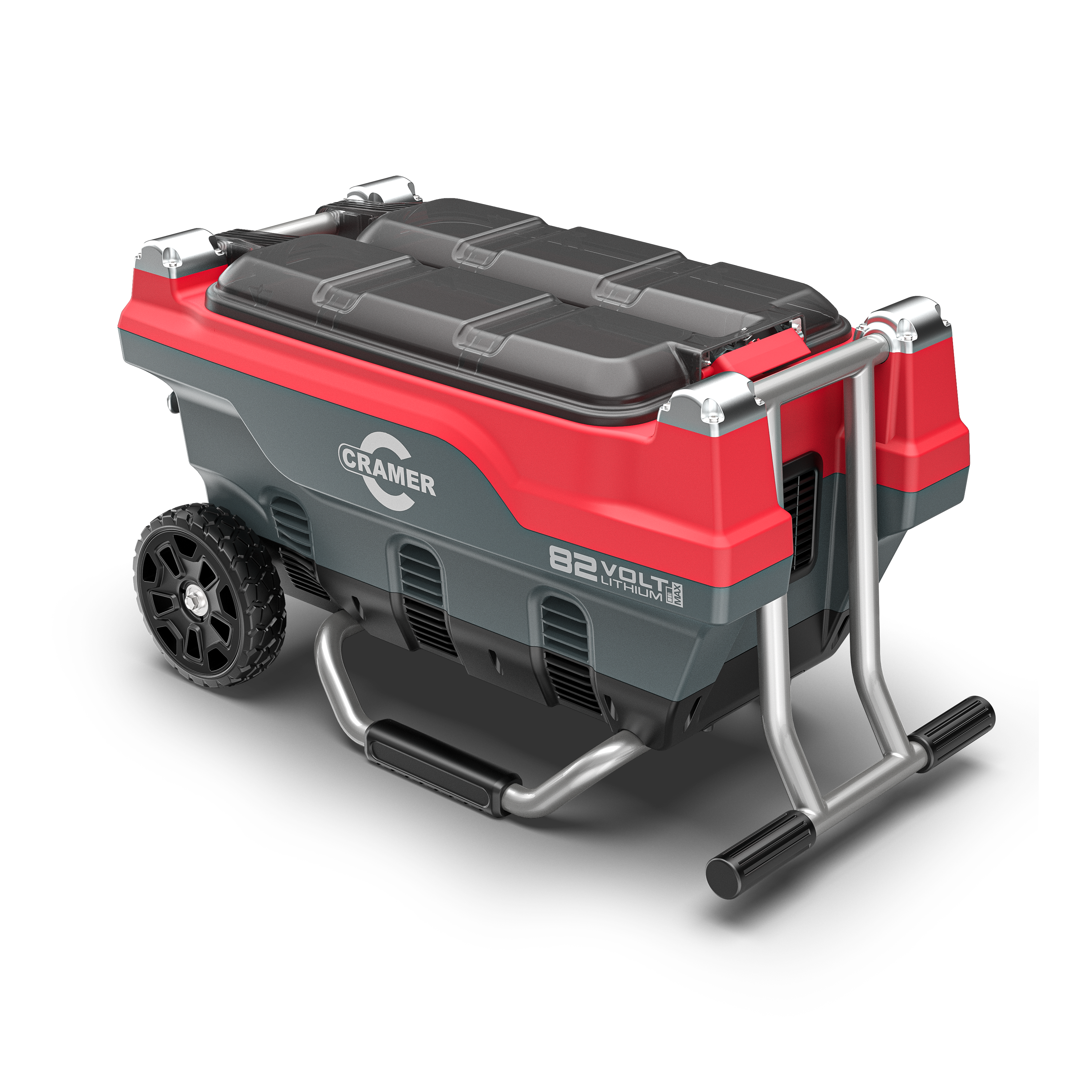 Red and Black Cramer 82V Professional 6 Slot Rapid Charging Station