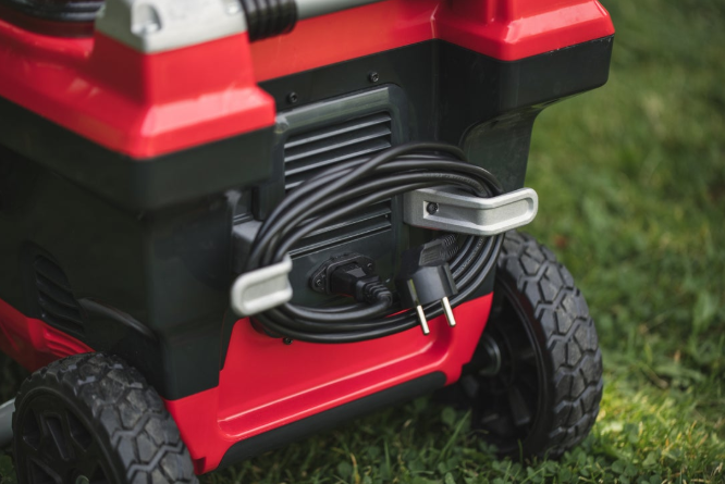 Red and Black Cramer 82V Professional 6 Slot Rapid Charging Station Power lead