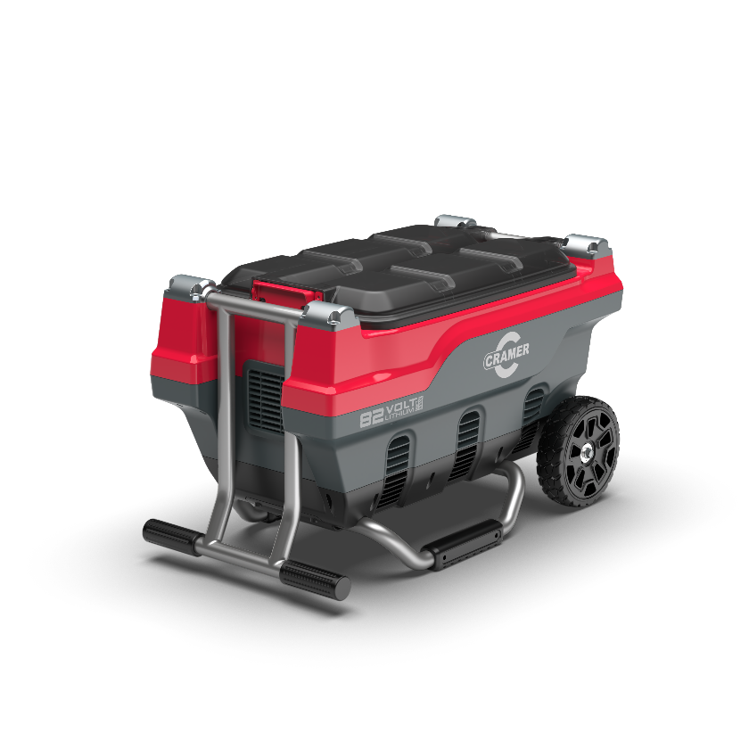 Red and Black Cramer 82V Professional 6 Slot Rapid Charging Station