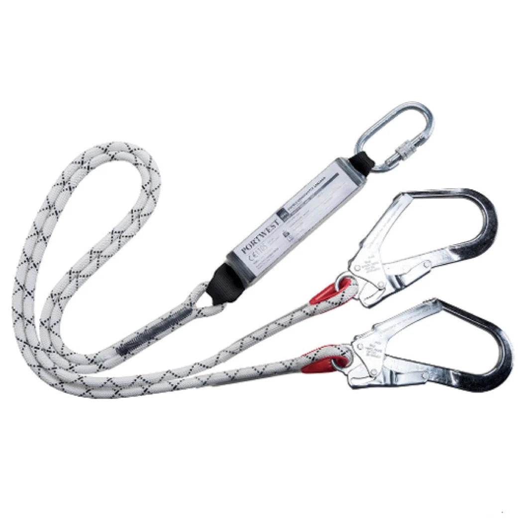 Portwest - Double Kernmantle Rope Lanyard With Shock Absorber. Length 1.8m