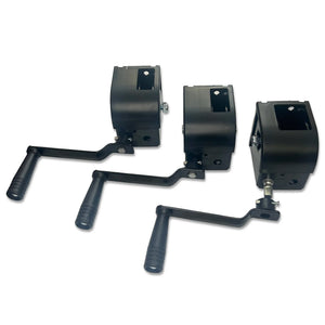 Goliath CS winch for wire rope, CS PS winch for webbing strap and CS MD removeable handle winch. All with new handle design updated in 2026