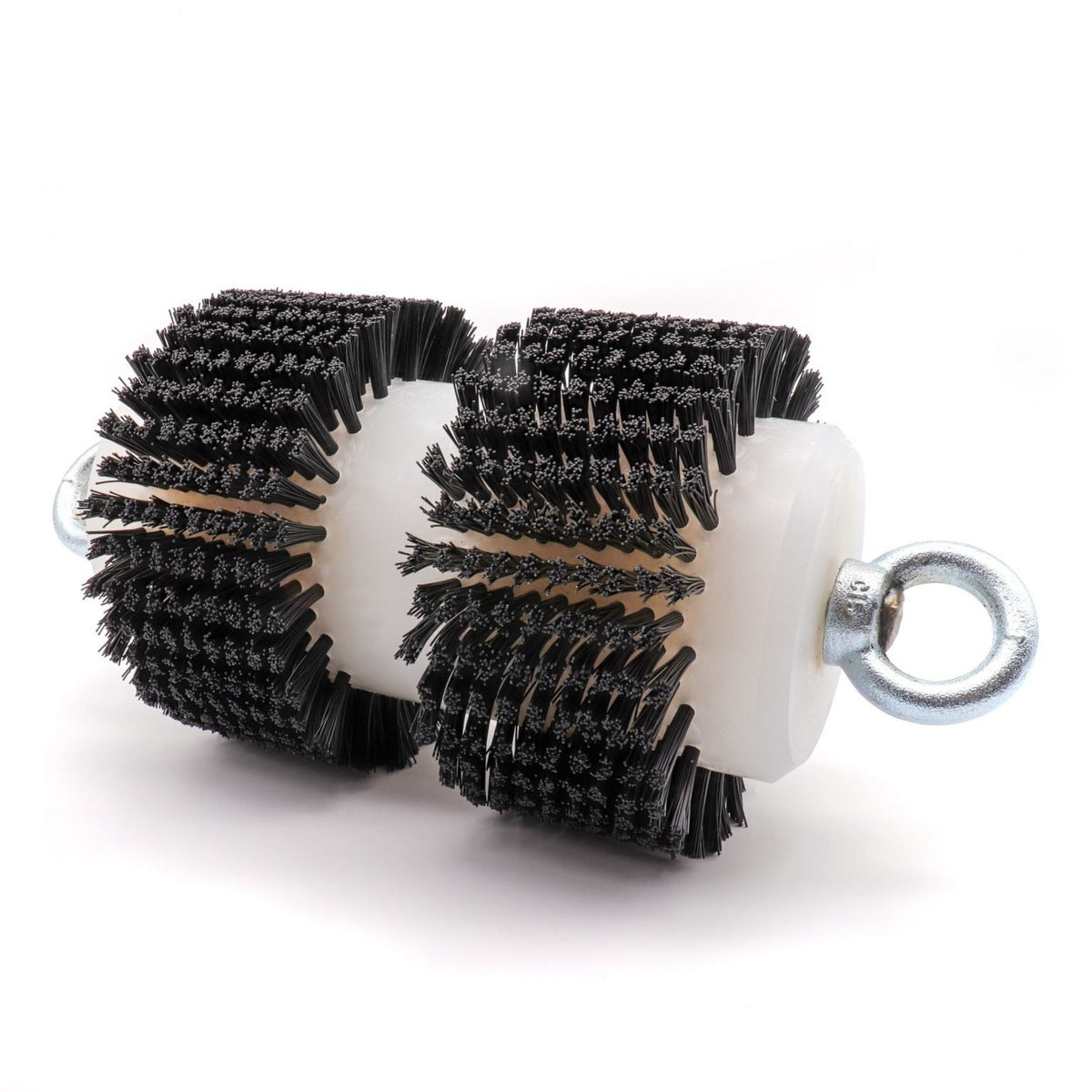 Nylon brush rolls with white plastic core and silver metal hanging loops, shown on a white background.