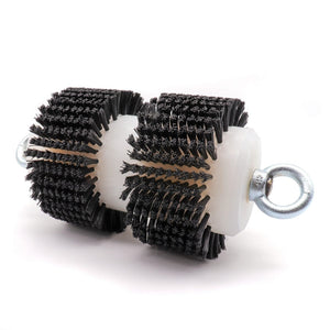 Nylon brush rolls with white plastic core and silver metal hanging loops, shown on a white background.
