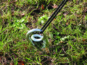 Green Powder coated Ground anchor by RiggFix in the ground