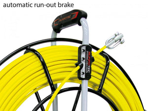 Automatic Run-out brake with RUNPOTEC GF11 Yellow Fiberglass Rod Ø11mm x 300m with Steel Reel