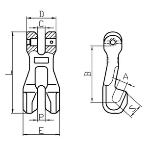 Grade 80 Clevis Shortening Clutch - Yellow Finish Main Dimensions - from RiggingUK
