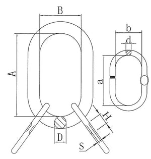 Grade 80 Quad Link Assembly Main Dims from RiggingUK