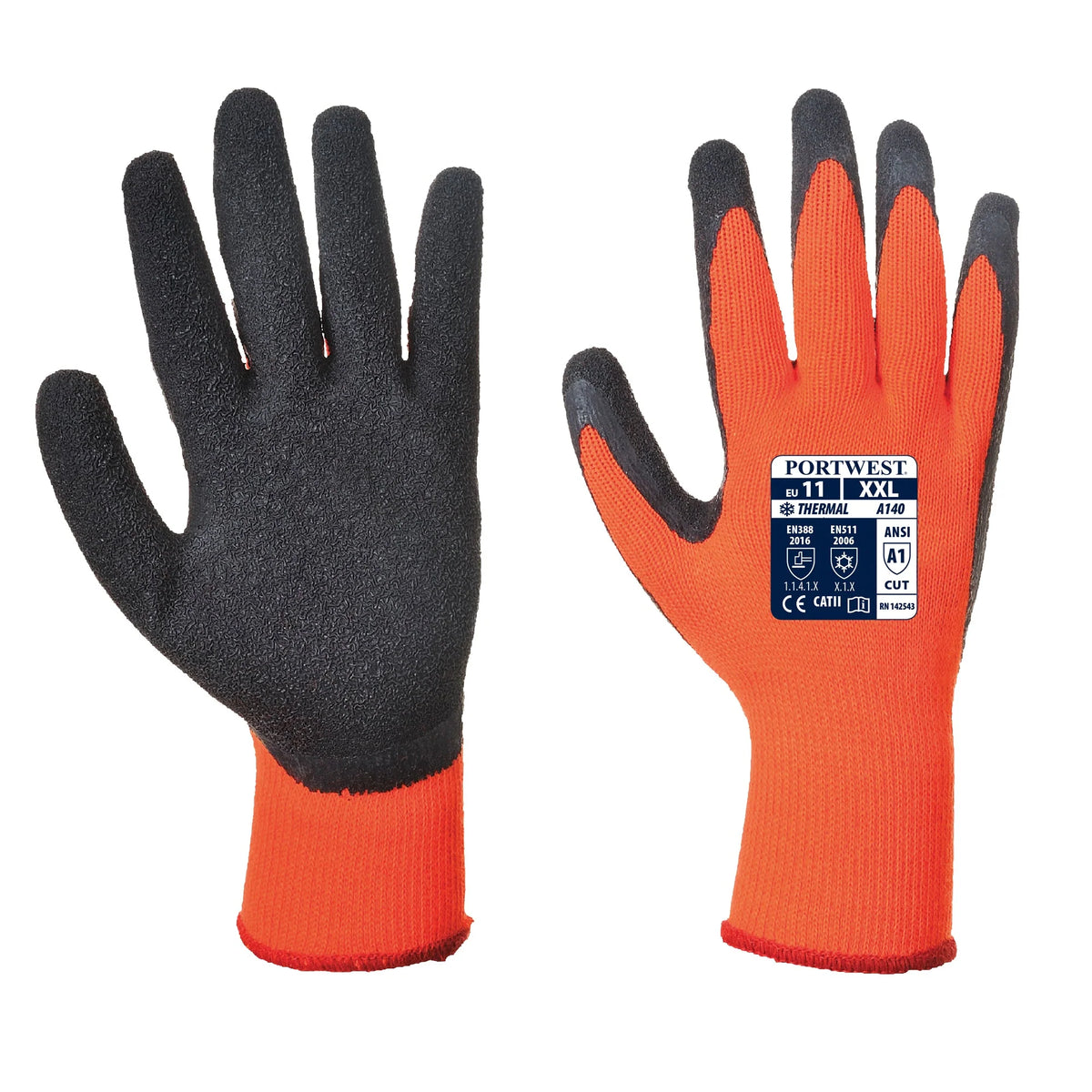 A140 - Thermal Grip Glove - Latex - Orange/Black L