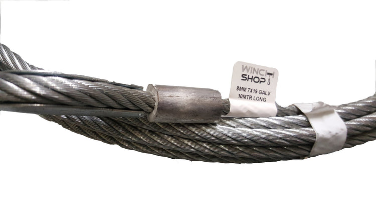 8mm 7 x 19 Galvanised Wire Rope, 10 metres long