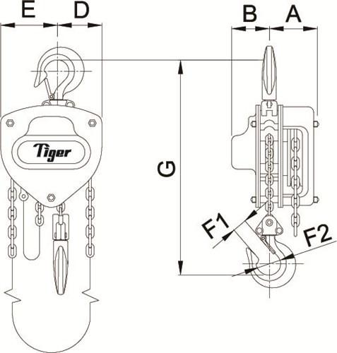 TIGER CHAIN BLOCK  PROCB14, 2.0t CAPACITY Ref: 211-4 - Hoistshop