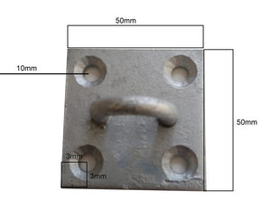 Galvanised Steel Staple Eye Plate 50x50mm Dimensions from RiggingUK