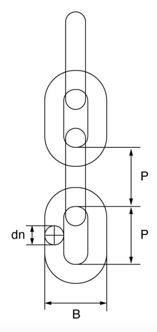 Mild Steel Short Link Chain Self Colour Dimensions from RiggingUK