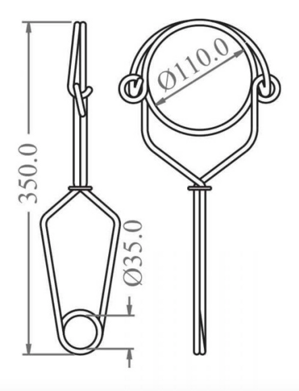 Dimensions for Regular INOX Anchorage Hook