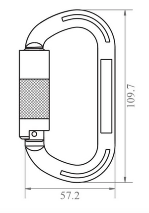 Dimensions for Aluminium Quarter Turn Locking Karabiner