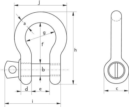 Green Pin Standard Bow Shackles with Screw Collar Pin