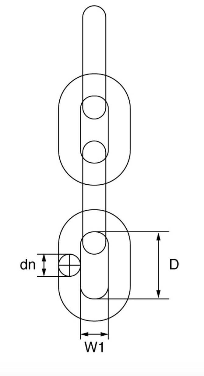 Grade 80 Short Link Chain GT Cobra Dimensions